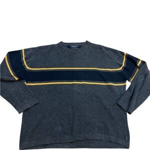 American Eagle Outfitters Gray Sweater with Yellow and Blue Accents